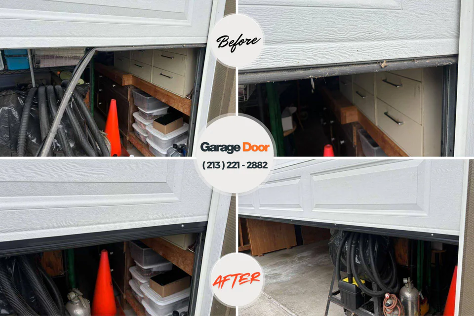 Before and after: garage door spring repair Minier, IL